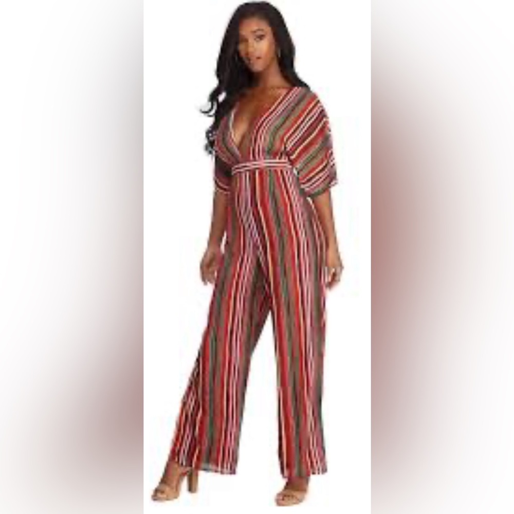 Vibrant Orange and Red V-Neck Maxi Sundress